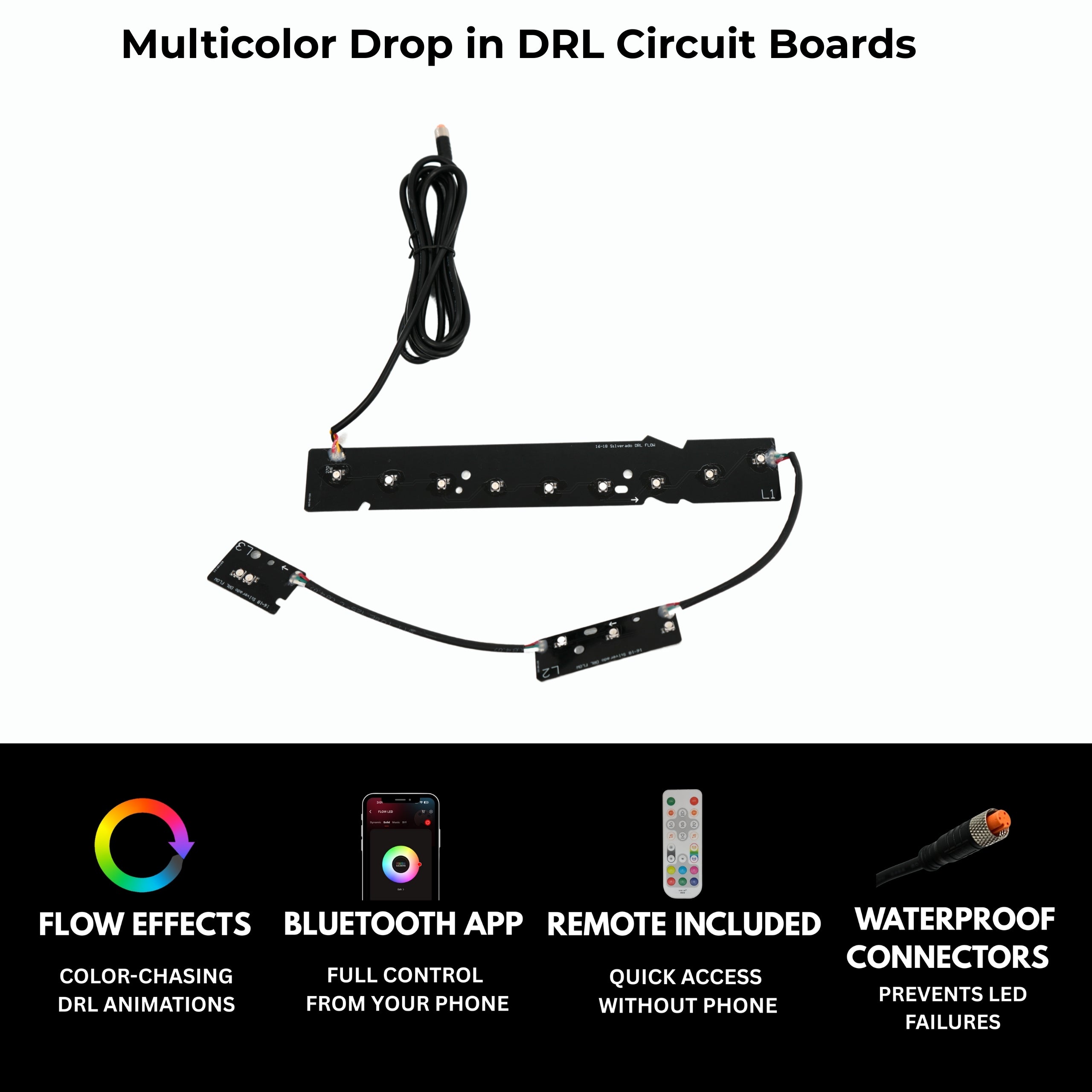 Chevrolet Silverado Multicolor Flow Series DRL Boards (2016-2018)
