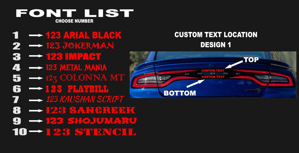 15-23 Dodge Charger Taillight Decal Design 1