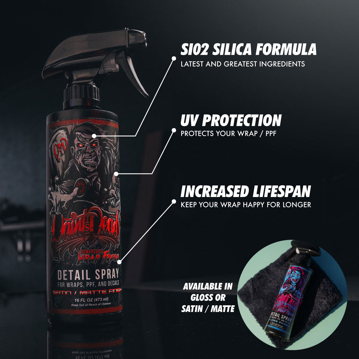 Paint Is Dead Official Detail Spray by Wrap Fresh - Combo Kit - Satin / Matte and Gloss with Towels