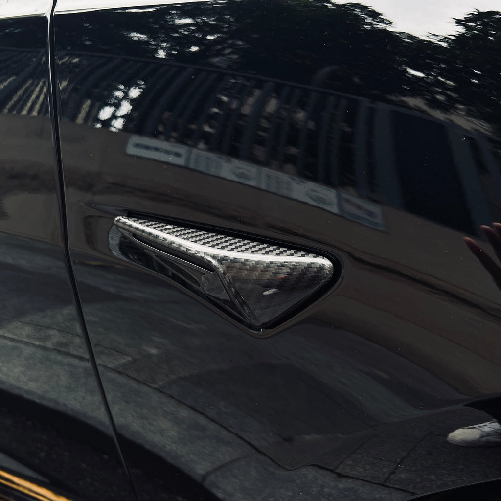 Full Side Camera Covers for Tesla Model 3 / Y - Carbon Fiber Exterior Mods