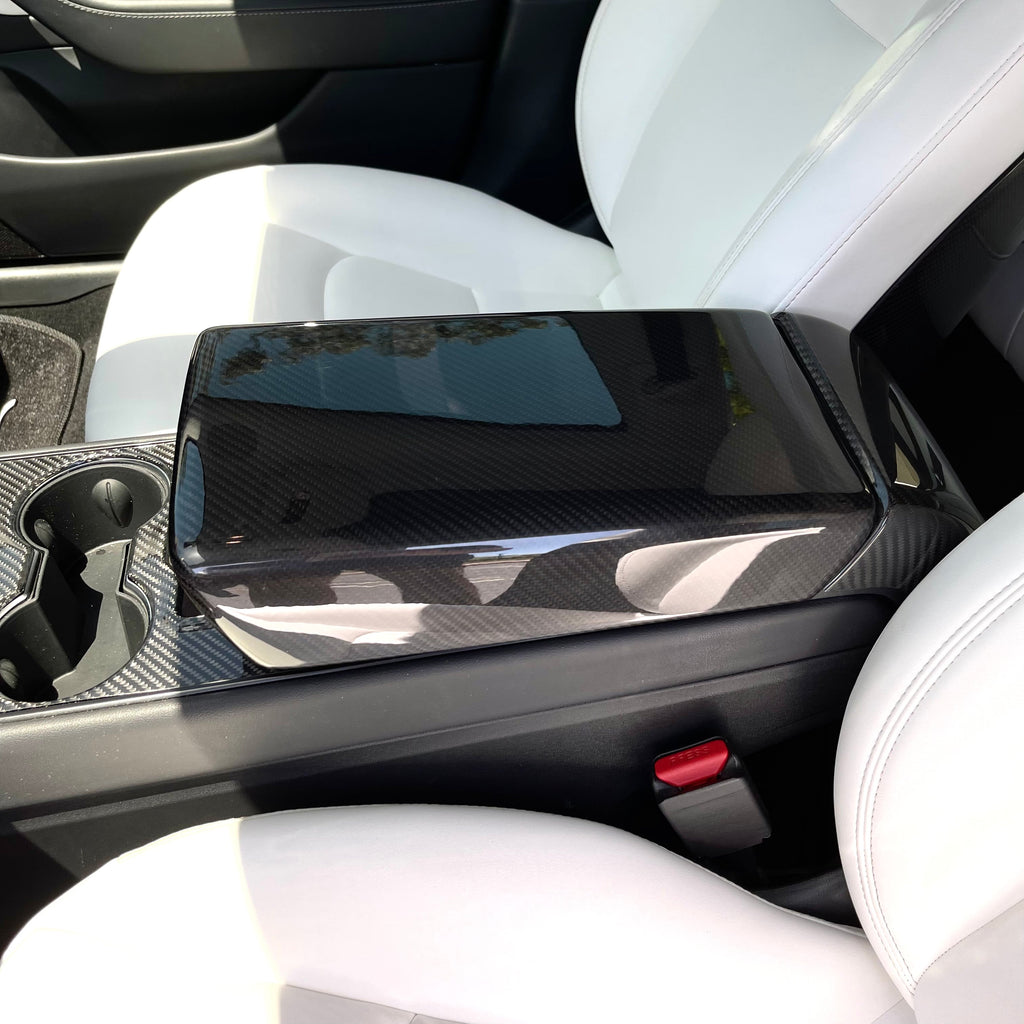 TESERY Model Y / 3 Armrest Cover - Dry Carbon Fiber Interior Mods