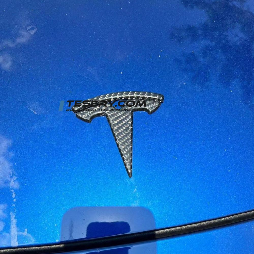 Model 3 / Y T Logo Overlay Front & Rear - Real Carbon Fiber Exterior