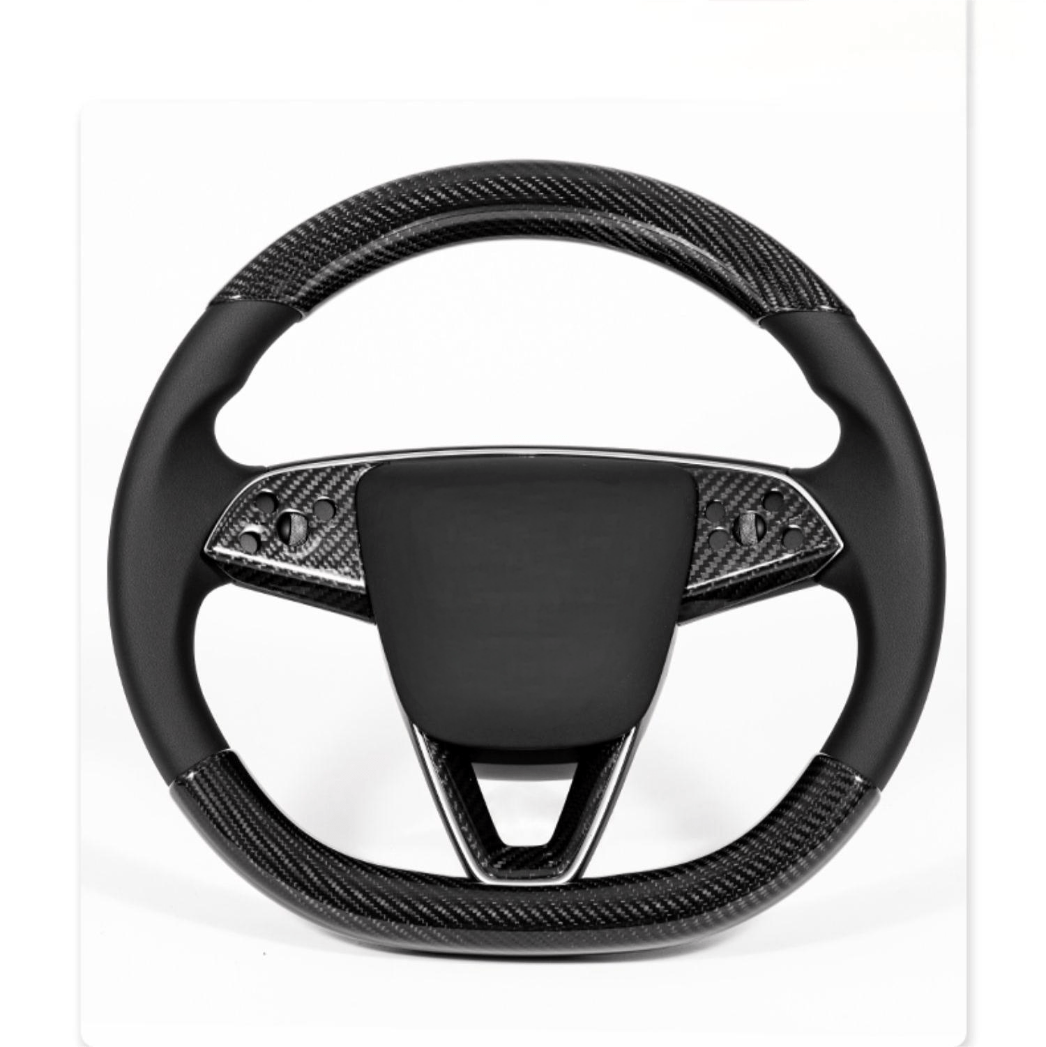 Real Dry Carbon Fiber Steering Wheel Bezel Overlay for Model 3 Highland & Model Y Juniper (3 Pieces)