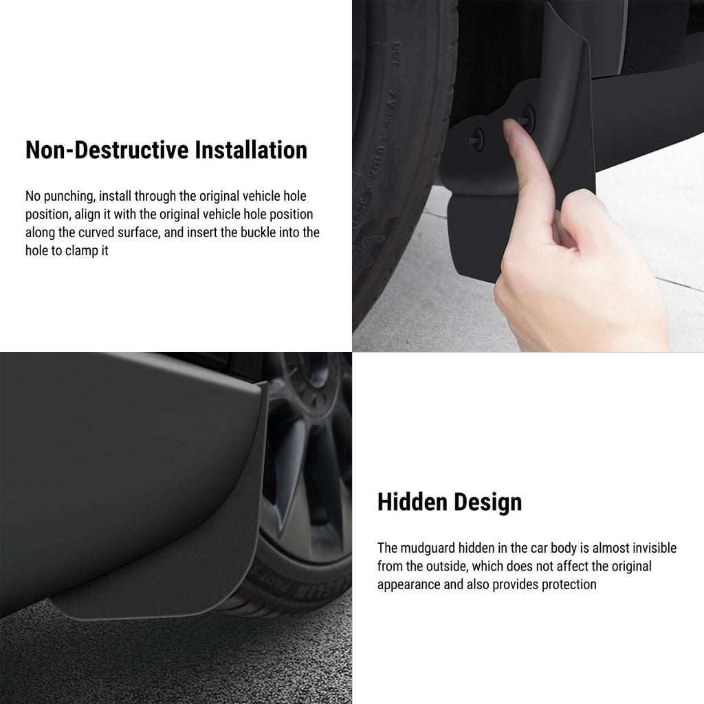 TESERY Hidden Form Mudflaps Kit for Model 3 Highland / Y (4PCS)