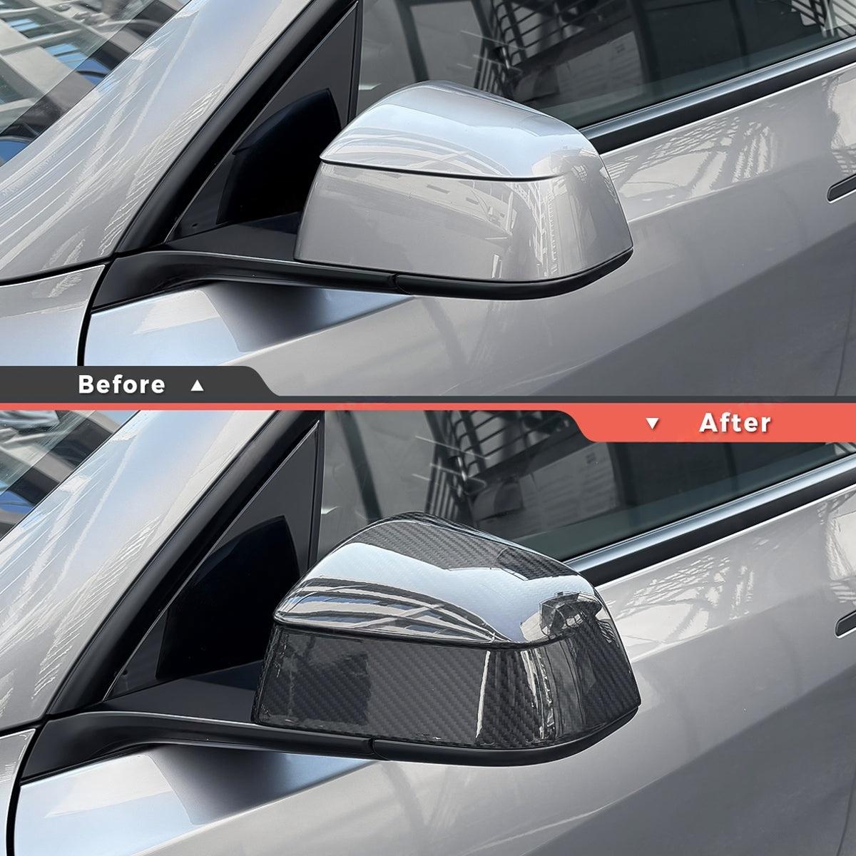 Carbon Fiber Mirror Covers for Model 3 / Y | Juniper Style | 3 Finishes | 3M Adhesive